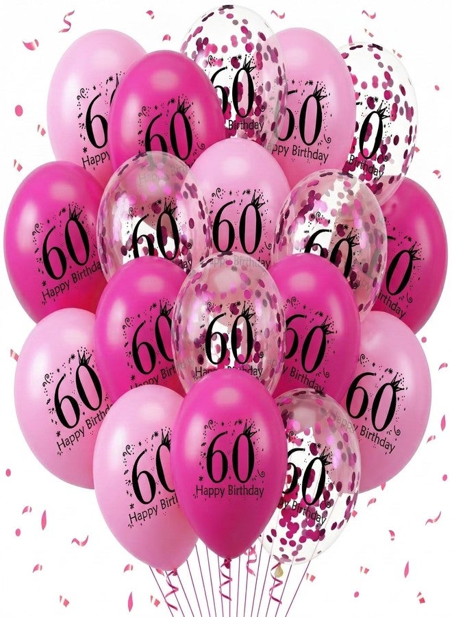 Woosytoo Pink 60th Birthday Balloons Decorations for Women Men 18Pcs Hot Pink Happy 60th Birthday Latex Balloons for Women 60 Years Old Bday Anniversary Party Supplies Indoor Outdoor 12 inches - Image 1
