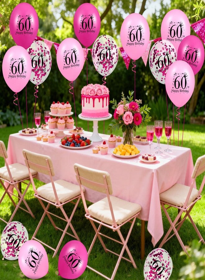 Woosytoo Pink 60th Birthday Balloons Decorations for Women Men 18Pcs Hot Pink Happy 60th Birthday Latex Balloons for Women 60 Years Old Bday Anniversary Party Supplies Indoor Outdoor 12 inches - Image 4