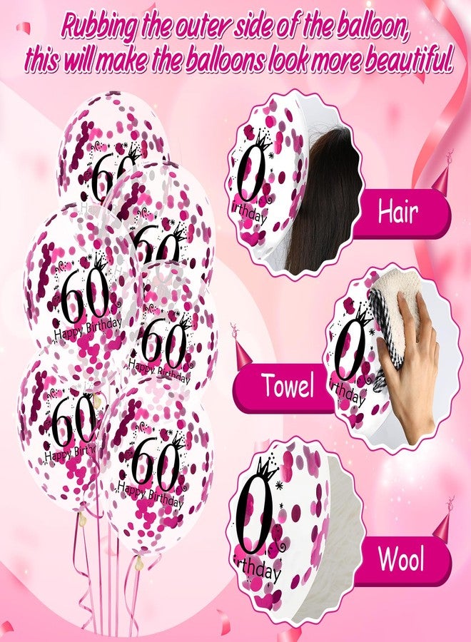Woosytoo Pink 60th Birthday Balloons Decorations for Women Men 18Pcs Hot Pink Happy 60th Birthday Latex Balloons for Women 60 Years Old Bday Anniversary Party Supplies Indoor Outdoor 12 inches - Image 5