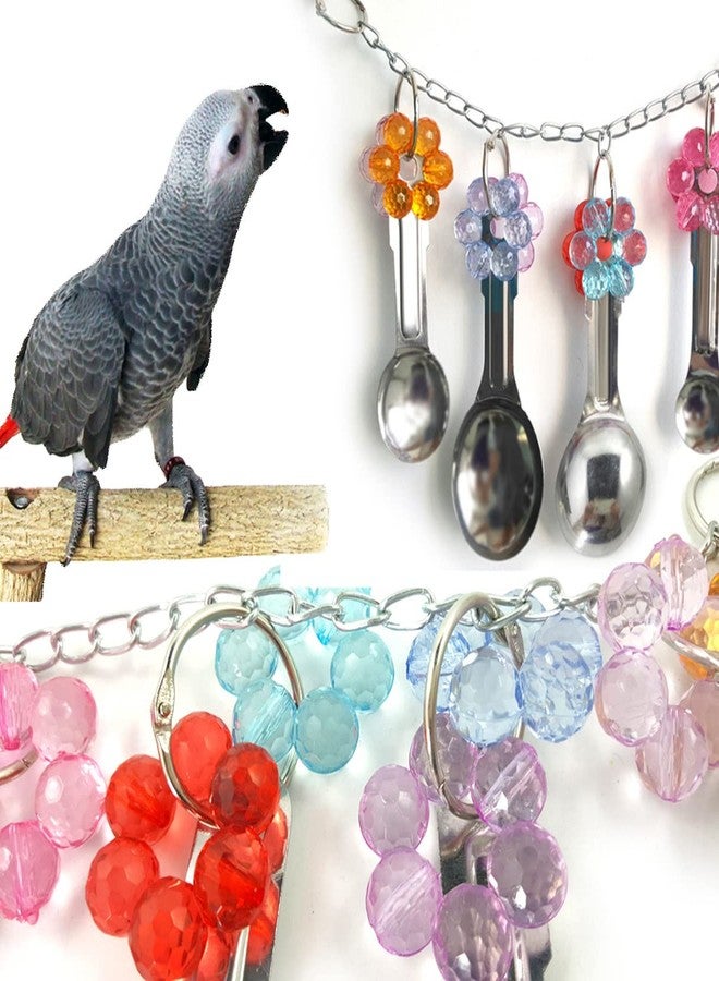 Yamibobo Bird Toy Bird Parrot Toy Spoon, Colorful Stainless Steel and Acrylic Cage Décor, Beak Conditioner for Birds with Soft Beaks, Good for Bird's Mental and Physical Health - Image 5