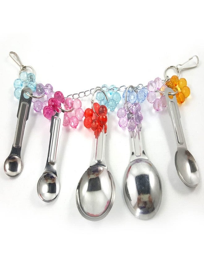 Yamibobo Bird Toy Bird Parrot Toy Spoon, Colorful Stainless Steel and Acrylic Cage Décor, Beak Conditioner for Birds with Soft Beaks, Good for Bird's Mental and Physical Health - Image 3