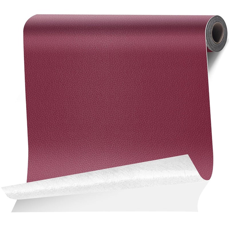 Cahomo Leather Repair Tape Patch, 35.4" x 79" Self Adhesive Leather Patches for Furniture,Vinyl Repair Kit for Car Seat, Couch, Chairs, Boat Seat, Sofa Burgundy - Image 1