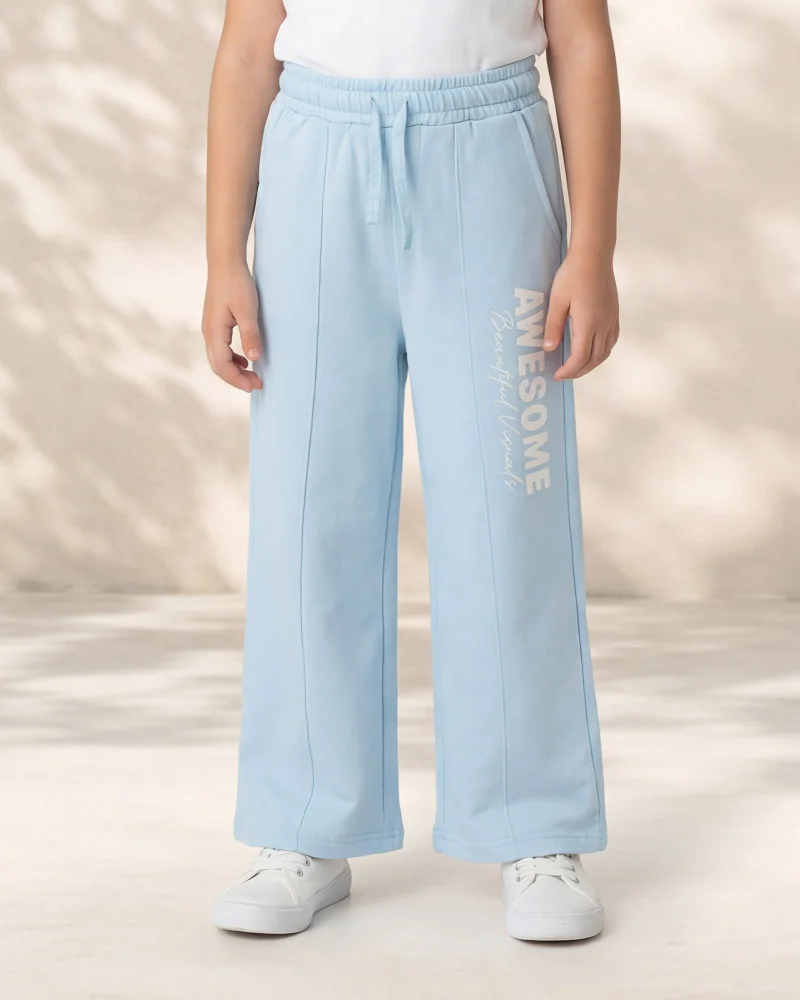 ردتاغ Girls Light Blue Wide Leg Track Pants