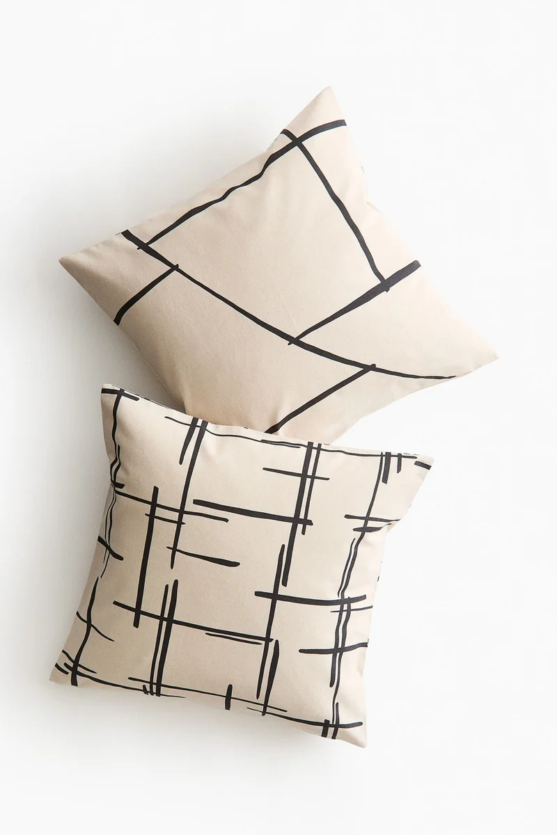 اتش اند ام غطاء وسادة قطني - عبوة قطعتين