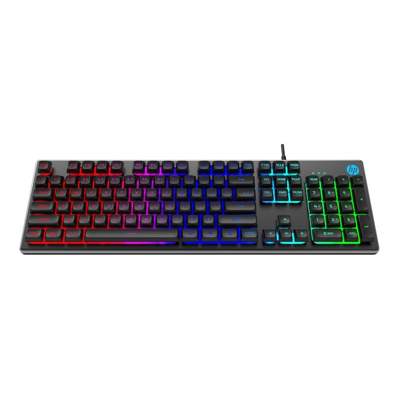 HP K500F Backlit Membrane Wired Gaming Keyboard with Mixed Color Lighting, Metal Panel with Logo Lighting, 26 Anti-Ghosting Keys, and Windows Lock Key / 3 Years Warranty(7ZZ97AA) - Image 1