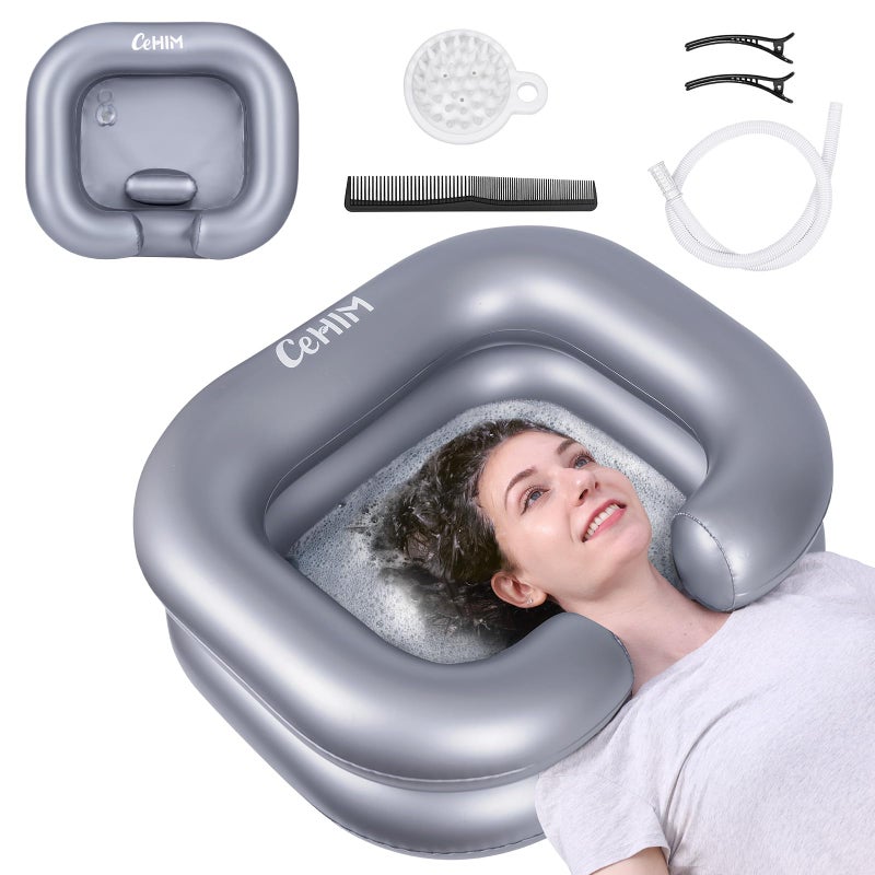 Cehim Inflatable Shampoo Basin - Portable Shampoo Bowl, Hair Washing Basin for Bedridden, Disabled,Injured, Hair Wash Tub for Dreadlocks and at Home Sink Washing - Image 1