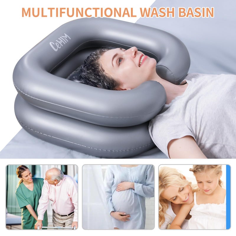 Cehim Inflatable Shampoo Basin - Portable Shampoo Bowl, Hair Washing Basin for Bedridden, Disabled,Injured, Hair Wash Tub for Dreadlocks and at Home Sink Washing - Image 5