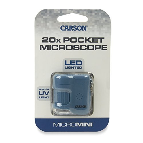 Carson MicroMini Pocket Microscope, 20x Magnification, LED and UV Light, Blue - Image 3