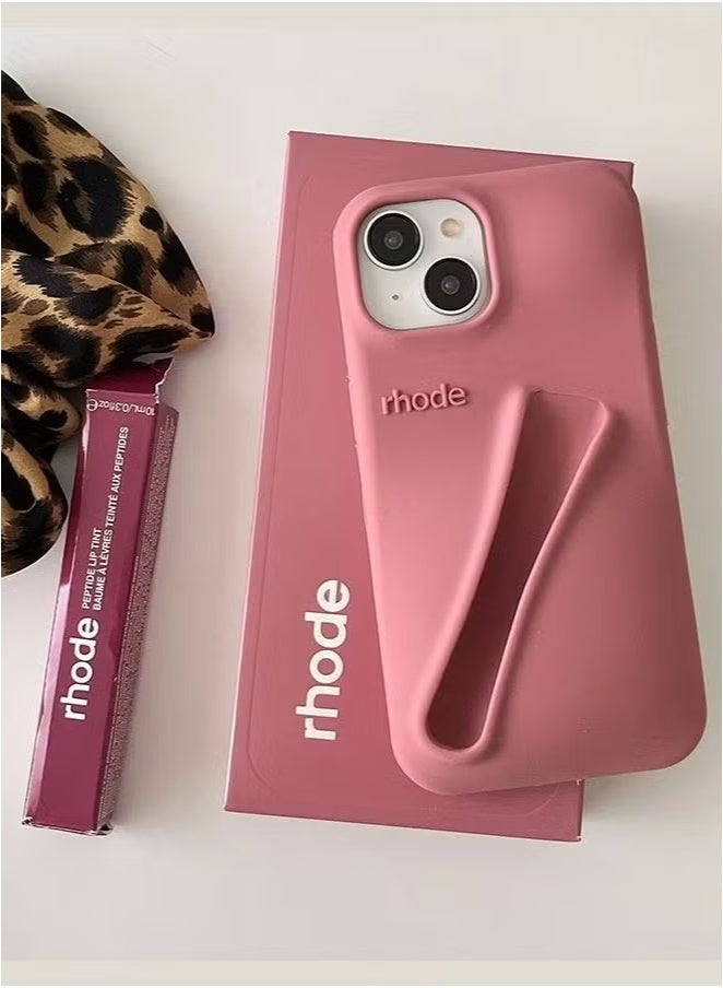 rhode iPhone 16 Pro Max Silicone Case Lip Holder for Cell Phone, Lip Gloss Adhesive Sleeve for Phone, Lip Holder Stick-on Phone Case, Back Stick On Holder for iPhone Phones (Salty Tan) - Image 2