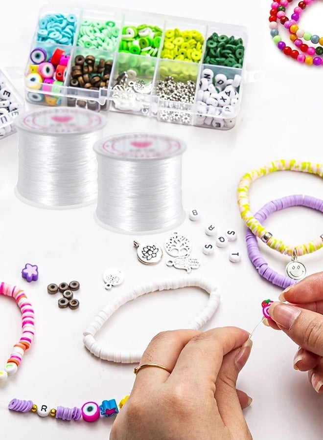 Wffo 2 Rolls - 100M/0.2mm Elastic Bracelet String Cord - Stretchy Bracelet String - Transparent Beading Thread Clear Bead Cord for Beading, Bracelet and Jewelry Making and Fishing - Image 3