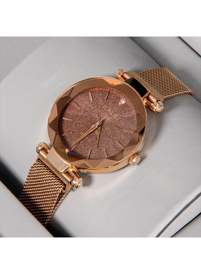 هالي ساعة HALEI Harley نسائية فاخرة 6010L - 34مم ذهبي/قهوائي - فولاذ صلب مقاوم للماء - كرونوغراف - كوارتز - Image 3