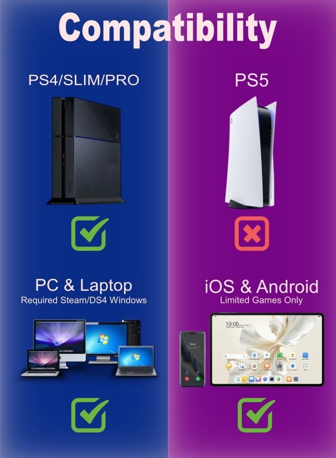 Wireless Controller Compatible with PS4/PS4 Slim/PS4 Pro, Anti-slip Bluetooth Joystick - Image 2