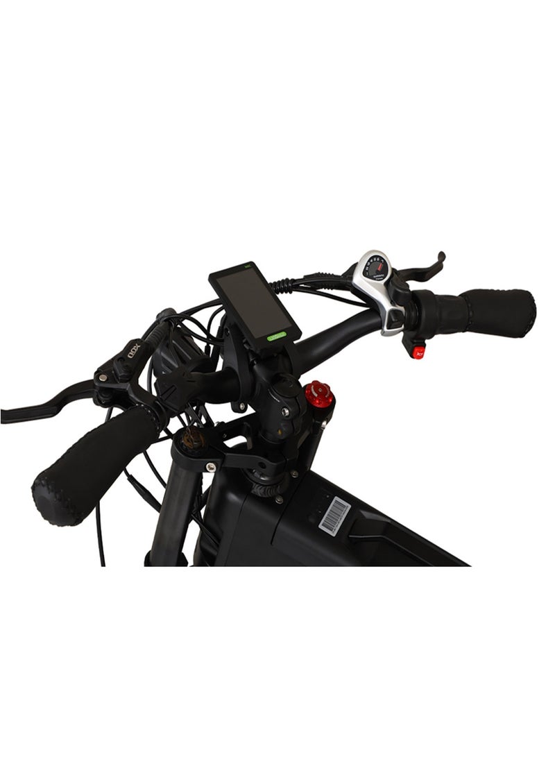 Crony دراجة كهربائية هجينة T01 للدراجات الجبلية للبالغين بمحرك 750 واط، بطارية 48 فولت 13AH، سرعة قصوى 52 كم/س، مدى 35-65 كم، 5 مستويات مساعدة بالدواسات، 7 سرعات، فرامل قرصية مزدوجة، تعليق أمامي وخلفي، إطارات للطرق الوعرة، إطار من سبائك الألمنيوم، شاشة LCD، مصابيح LED مزدوجة – دراجة كهربائية قوية للتنقل في المدينة على الطرق والمسارات، حل ذكي خفيف الوزن للدراجات لمسافات طويلة، سوداء - Image 2