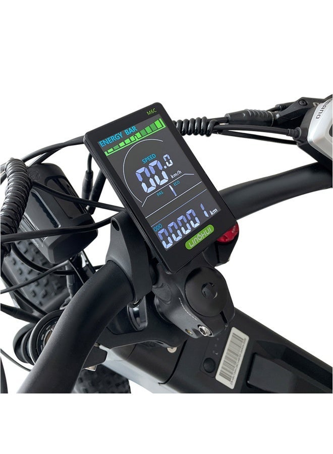 Crony دراجة كهربائية هجينة T01 للدراجات الجبلية للبالغين بمحرك 750 واط، بطارية 48 فولت 13AH، سرعة قصوى 52 كم/س، مدى 35-65 كم، 5 مستويات مساعدة بالدواسات، 7 سرعات، فرامل قرصية مزدوجة، تعليق أمامي وخلفي، إطارات للطرق الوعرة، إطار من سبائك الألمنيوم، شاشة LCD، مصابيح LED مزدوجة – دراجة كهربائية قوية للتنقل في المدينة على الطرق والمسارات، حل ذكي خفيف الوزن للدراجات لمسافات طويلة، سوداء - Image 3