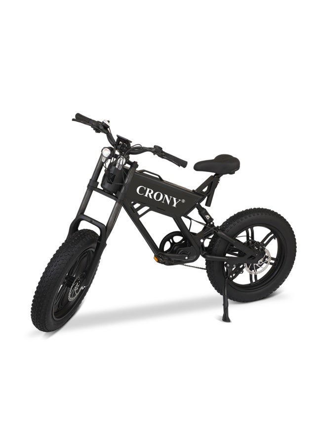 Crony دراجة كهربائية هجينة T01 للدراجات الجبلية للبالغين بمحرك 750 واط، بطارية 48 فولت 13AH، سرعة قصوى 52 كم/س، مدى 35-65 كم، 5 مستويات مساعدة بالدواسات، 7 سرعات، فرامل قرصية مزدوجة، تعليق أمامي وخلفي، إطارات للطرق الوعرة، إطار من سبائك الألمنيوم، شاشة LCD، مصابيح LED مزدوجة – دراجة كهربائية قوية للتنقل في المدينة على الطرق والمسارات، حل ذكي خفيف الوزن للدراجات لمسافات طويلة، سوداء - Image 1