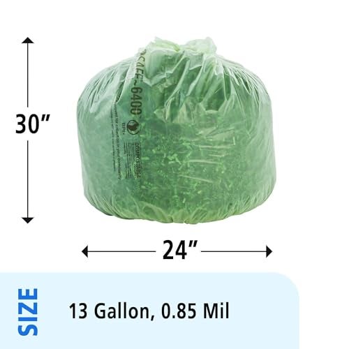 Stout by Envision Compostable Trash Bags, 13 Gallon 24" x 30", 45 Bags Per Case, ASTM6400, Green Bags, Made in America (E2430E85) - Image 2
