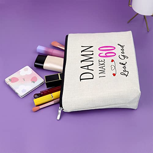 Sazuwu 60th Birthday Gifts for Women Funny Makeup Bag 60 Year Old Birthday Gifts for Mom Grandmother Wife Aunt Cosmetic Bag Mother's Day Christmas Retirement Present - Image 5