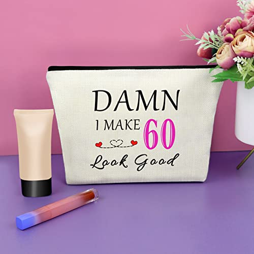 Sazuwu 60th Birthday Gifts for Women Funny Makeup Bag 60 Year Old Birthday Gifts for Mom Grandmother Wife Aunt Cosmetic Bag Mother's Day Christmas Retirement Present - Image 4