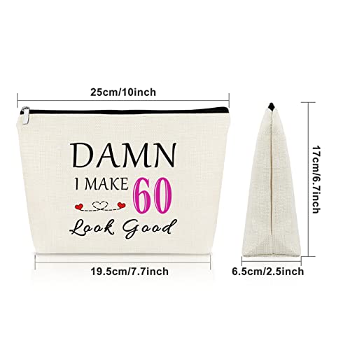 Sazuwu 60th Birthday Gifts for Women Funny Makeup Bag 60 Year Old Birthday Gifts for Mom Grandmother Wife Aunt Cosmetic Bag Mother's Day Christmas Retirement Present - Image 2