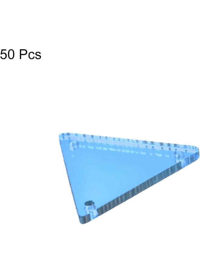 50pcs Sew on Triangle Acrylic Mirror Piece Flat Back DIY Mirrored Rhinestones Mirror Beads for Evening Dresses Cloth Garment Light Blue 23x23mm  - Image 3