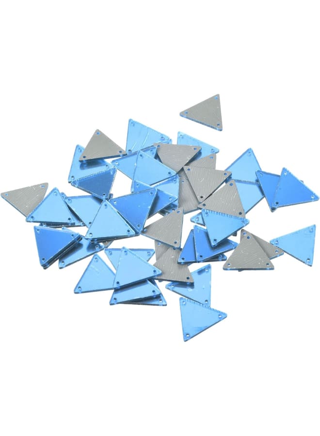 50pcs Sew on Triangle Acrylic Mirror Piece Flat Back DIY Mirrored Rhinestones Mirror Beads for Evening Dresses Cloth Garment Light Blue 23x23mm  - Image 1