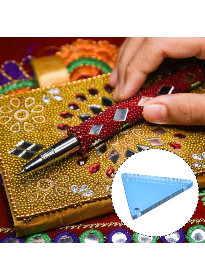 50pcs Sew on Triangle Acrylic Mirror Piece Flat Back DIY Mirrored Rhinestones Mirror Beads for Evening Dresses Cloth Garment Light Blue 23x23mm  - Image 4