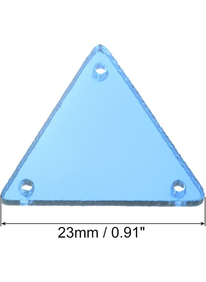 50pcs Sew on Triangle Acrylic Mirror Piece Flat Back DIY Mirrored Rhinestones Mirror Beads for Evening Dresses Cloth Garment Light Blue 23x23mm  - Image 2