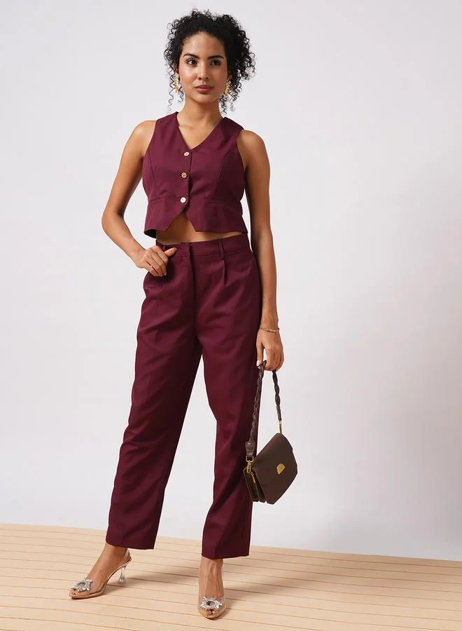 جلو باص Globus V Neck Front Pocket Detail Vest and \Trousers Co-Ords