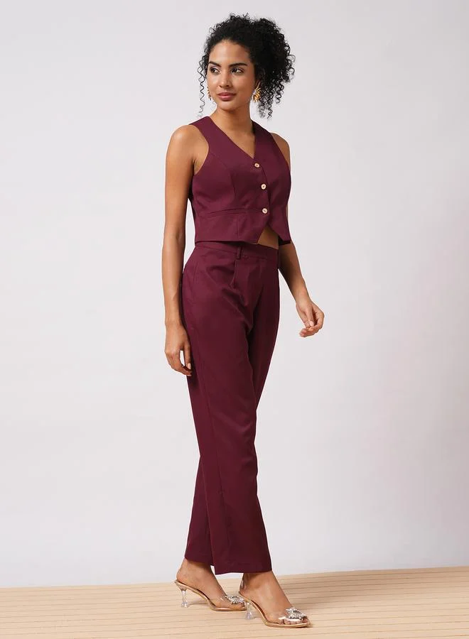 جلو باص Globus V Neck Front Pocket Detail Vest and \Trousers Co-Ords