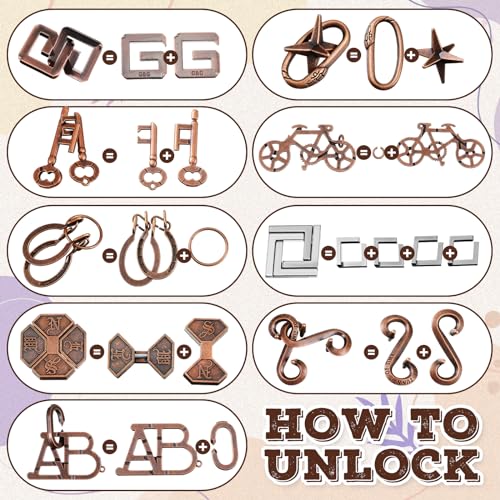Yilloog 24 Pcs Metal Brain Teaser Puzzles Assortment for Adults Difficult Magic Puzzles Highly Hard Brain Games Iq Logic Test Disentanglement Game for Classroom Mind Challenge(Classic) - Image 3