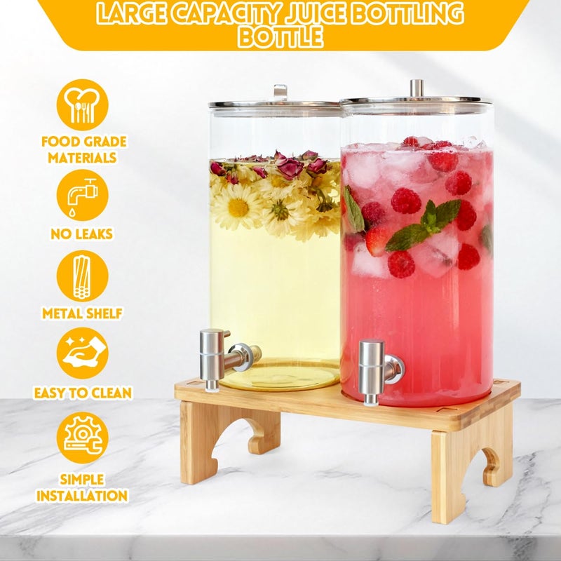 PSUTBPAT 2 Pack 1.5 Gallon Drink dispenser with Standï¼ŒGlass Beverage Dispenser With Wood Stand, 18/8 Stainless Steel Spigot and Labels Large Water Drink Dispensers for Parties, Lemonade,Juice, Tea - Image 4