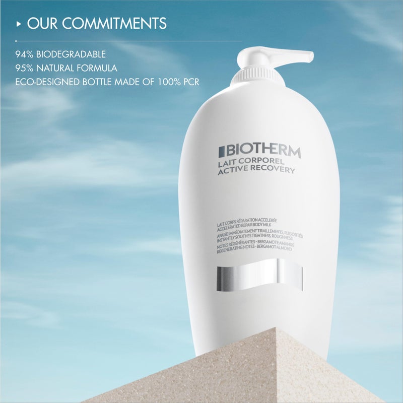 BIOTHERM بيوديرما ليت كوربوريال أكتيف ريكوفري بودي ميلك، غني بمغذيات البشرة للبشرة التالفة، المشدودة، المتهيجة، والحساسة؛ مع نغمات متجددة من اللوز والحمضيات الأيقونية، 13.5 أونصة سائلة. - Image 4