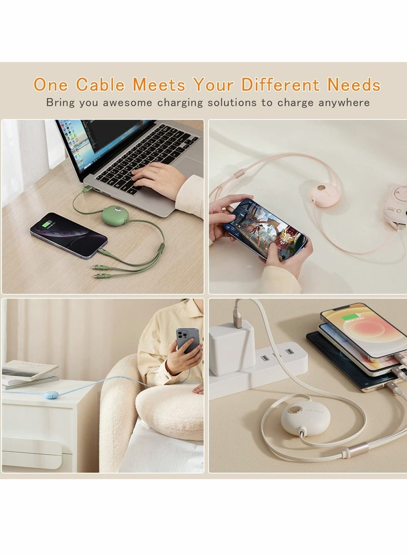 Captaintech 3 in 1 Fast Charging Cable, Retractable Multifunctional USB Charging Cable Micro USB C Cable, Data Cable for Phone Tablets for Samsung Galaxy Pixel Sony LG, for iPhone 13 12 11 Pro Max（Pink） - Image 5