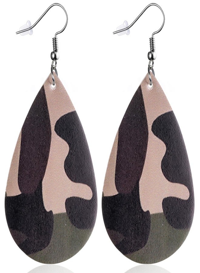 YINCUO Camo Camouflage Earrings for Women Leather Dangle Soldier Army Green Jewelry Outfits Accessories - Image 1
