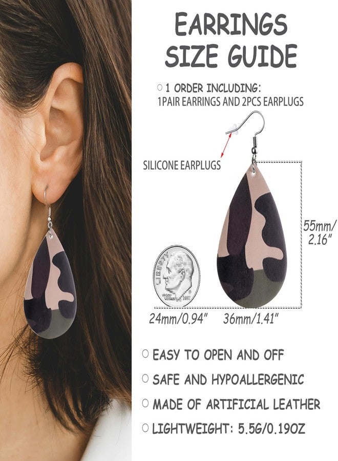 YINCUO Camo Camouflage Earrings for Women Leather Dangle Soldier Army Green Jewelry Outfits Accessories - Image 2