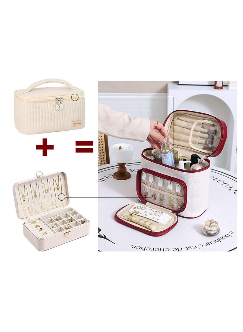 Y&D Makeup Bag, Jewelry 2 In 1 Travel Organizer, Medium Organizer Case,Make up Brushes Toiletry Digital Accessories for Girls Traveling - Image 4
