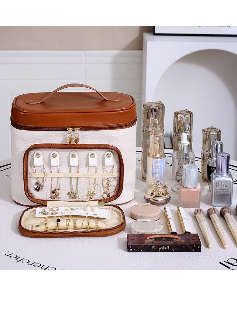 Y&D Makeup Bag, Jewelry 2 In 1 Travel Organizer, Medium Organizer Case,Make up Brushes Toiletry Digital Accessories for Girls Traveling - Image 2