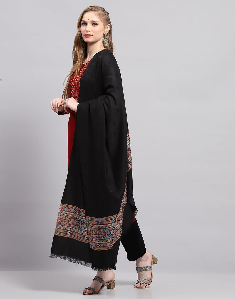Monte Carlo Womens Self design Black Shawl (224SHW6860-0-40) - Image 2