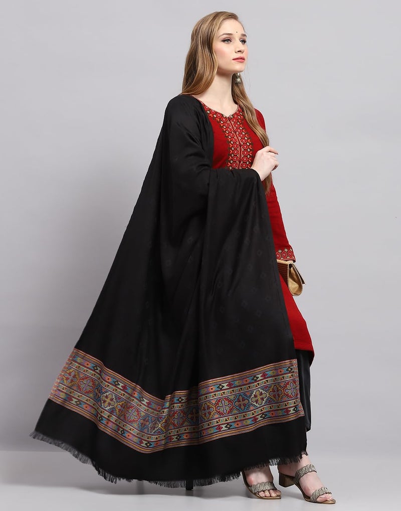 Monte Carlo Womens Self design Black Shawl (224SHW6860-0-40) - Image 4