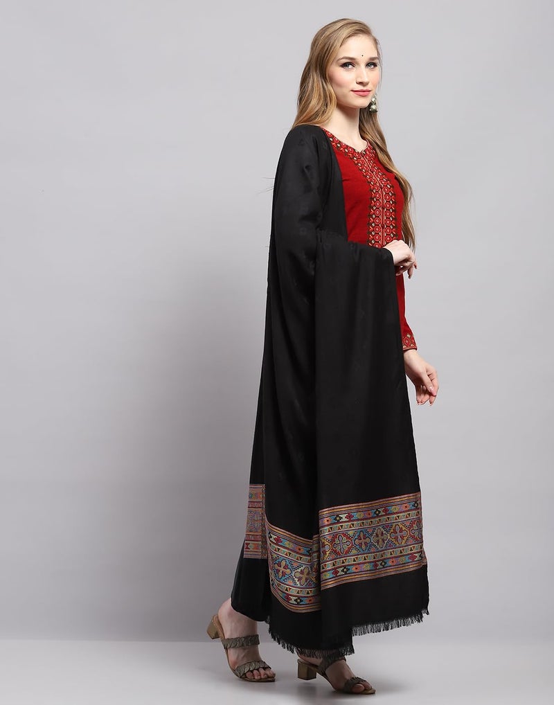 Monte Carlo Womens Self design Black Shawl (224SHW6860-0-40) - Image 3