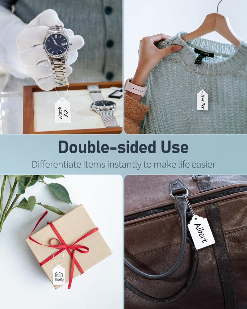 DIY Crafts White Price Display Tags with String for Jewelry, Clothing Tie Label Paper Tag for Jewellery Retail Shops Watch Kitchen Clothes Content Label, Goods Price Tag (Pack of 200 Pcs) - Image 4