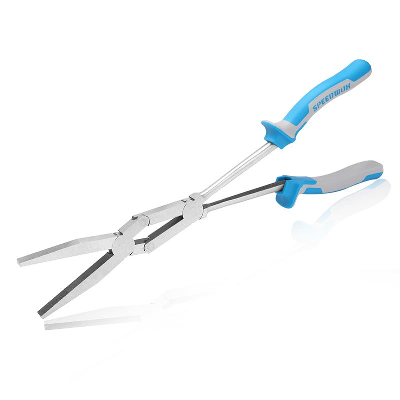 SPEEDWOX 13Inch DoubleJoint Pliers Serrated Jaw Dual Pivot Long Reach Compound Action Flat Nose Duckbill Pliers