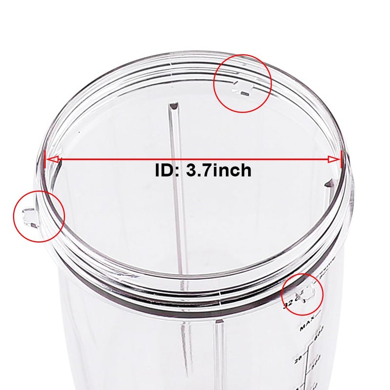 Anbige Replacement Parts Cups,Compatible with NutriBullet Blender 600W and 900W (1 32oz cup) - Image 4