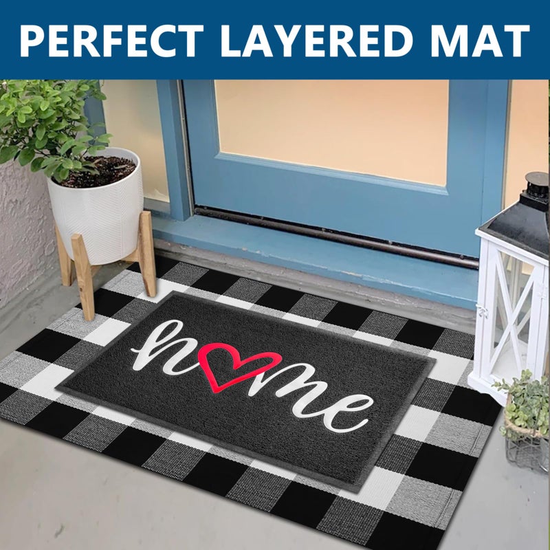 EARTHALL Door Mat Outside Inside Home Doormat, 30"x17.5", Durable Floor Mat Non Slip Mat Ultra Absorb Mud Easy Clean Front Doormat for Garage, Entryway, Patio, High Traffic Areas, Black - Image 2