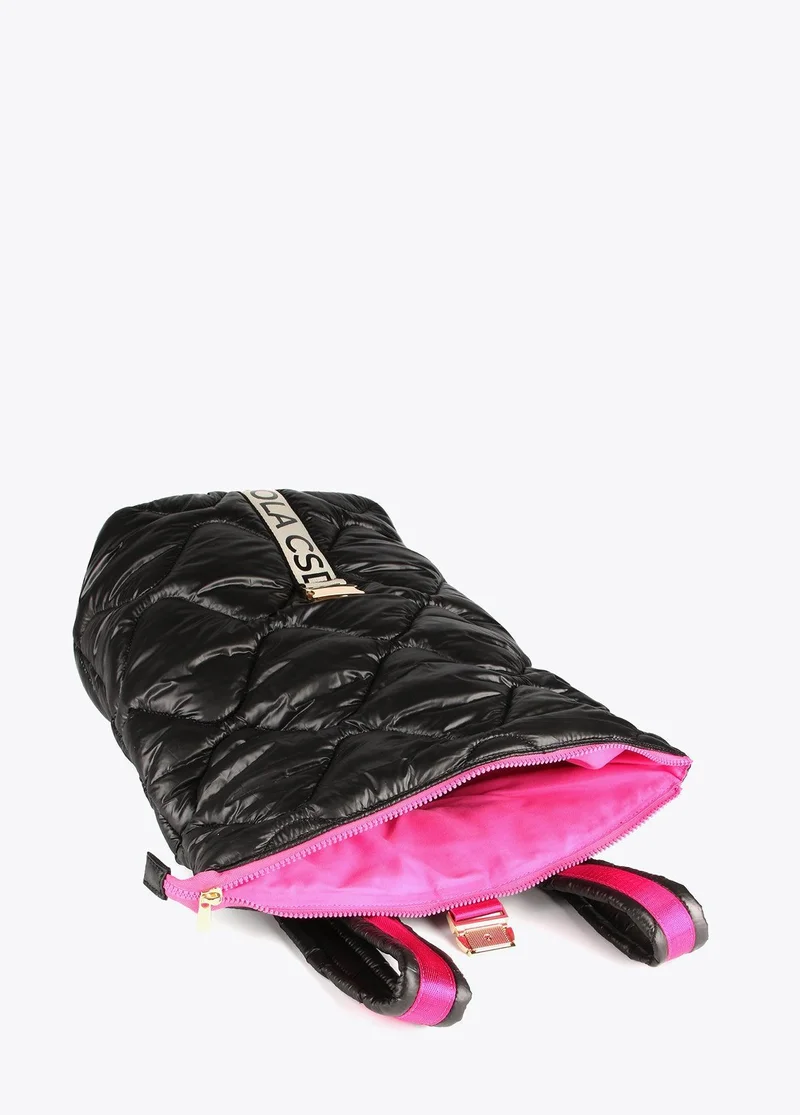 Lola Casademunt Quilted backpack with fuchsia piping