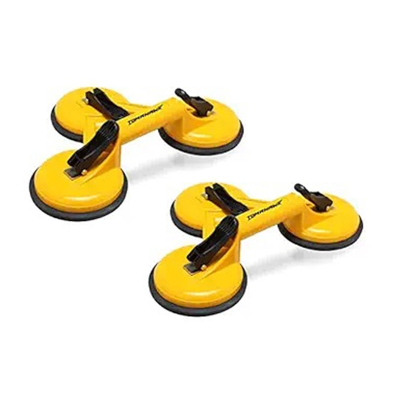 Tomahawk ® TGSC 3 كوب شفط زجاجي فراغي مع مقبض من الألمنيوم لرفع وتحريك ألواح الزجاج الثقيلة، لوحات الجسم، المعادن، نوافذ الزجاج، الرخام – رافع زجاجي بثلاثة رؤوس، عبوة من 2 - Image 1