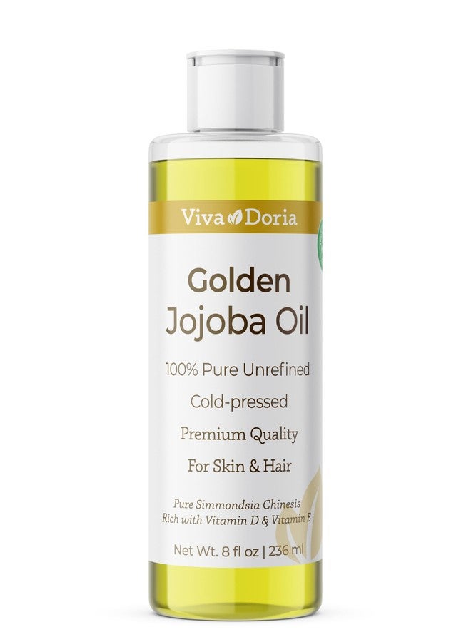 Viva Doria Golden Jojoba Oil - 8 fl oz for Hair, Skin, Nails, and More - 100% Pure Unrefined, Deeply Moisturizing Anti-Aging Oil for Men and Women - Image 1