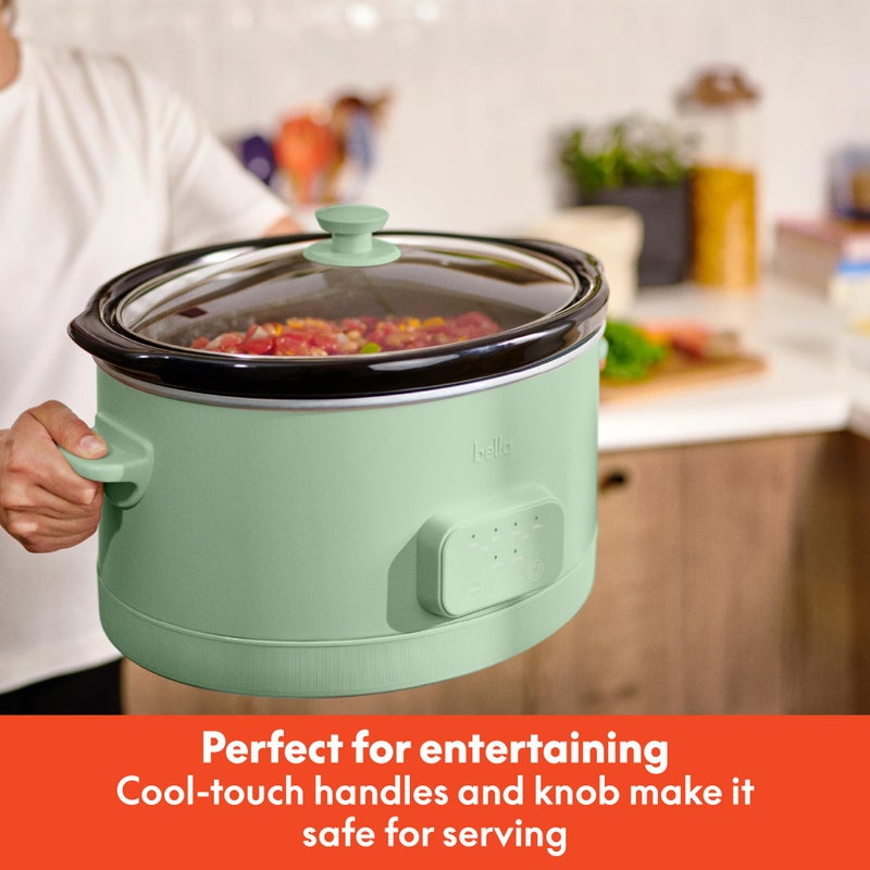bella 6.0 Qt Programmable Slow Cooker, Ceramic Nonstick Coating, Adjustable Temperature & Cooking Times, Dishwasher Safe Stoneware Pot & Tempered Glass Lid, Tangle Free Cord Wrap, Seaglass - Image 5