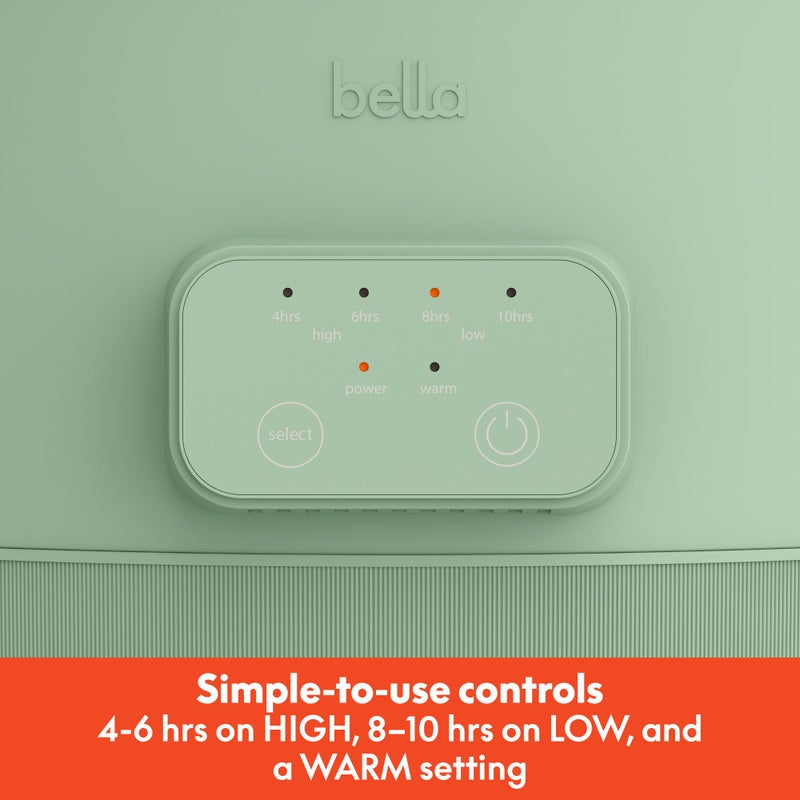 bella 6.0 Qt Programmable Slow Cooker, Ceramic Nonstick Coating, Adjustable Temperature & Cooking Times, Dishwasher Safe Stoneware Pot & Tempered Glass Lid, Tangle Free Cord Wrap, Seaglass - Image 2