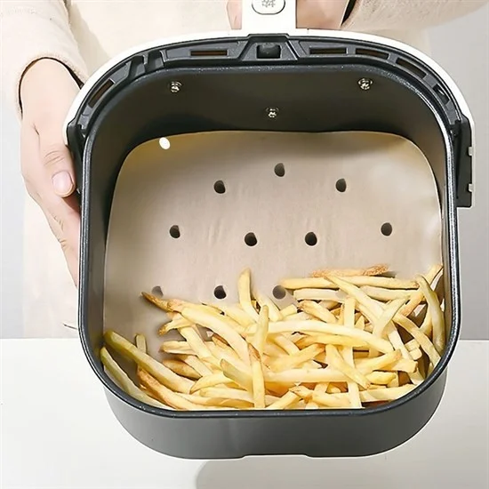 5 دي ام 100 Pcs Air Fryer Baking Paper Disposable Air Fryer Non-Stick Greaseproof Paper Perforated Model